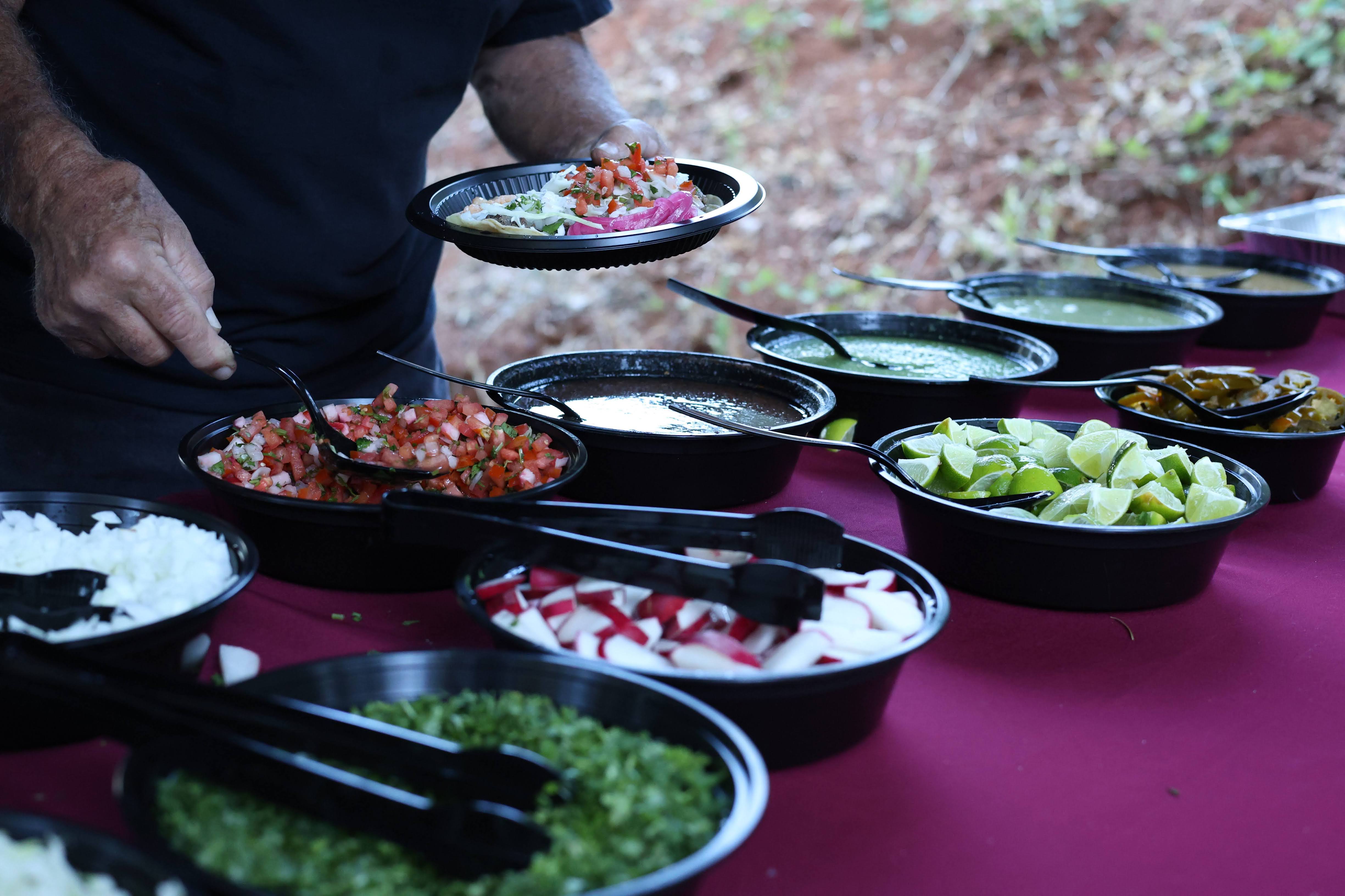 Salsa bar catering for a large event