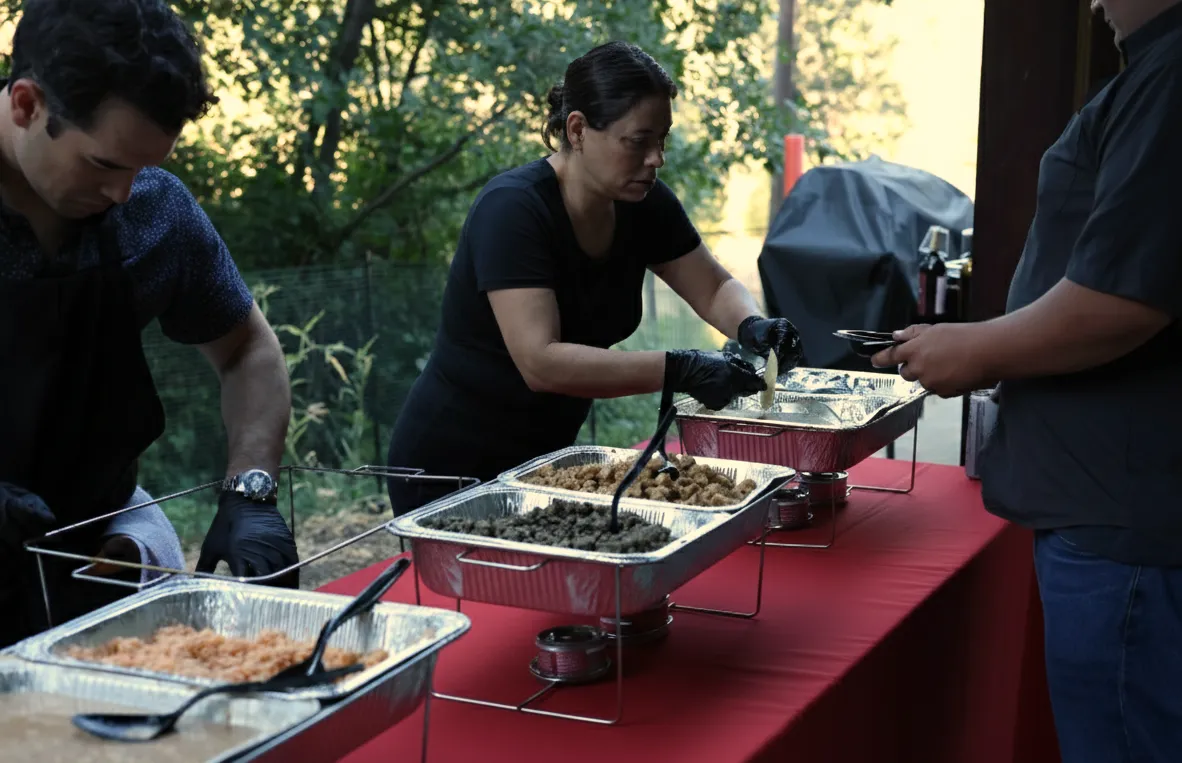 Taco bar catering for a wedding
